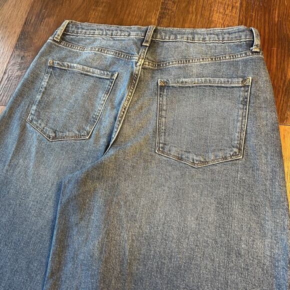 a.n.a A New Approach Low Rise Super Wide Leg Stretch Blue Denim Jeans Size 8 - Picture 4 of 8